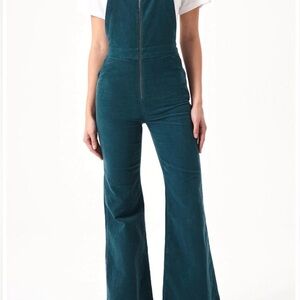 Teal Corduroy Flared Jumpsuit